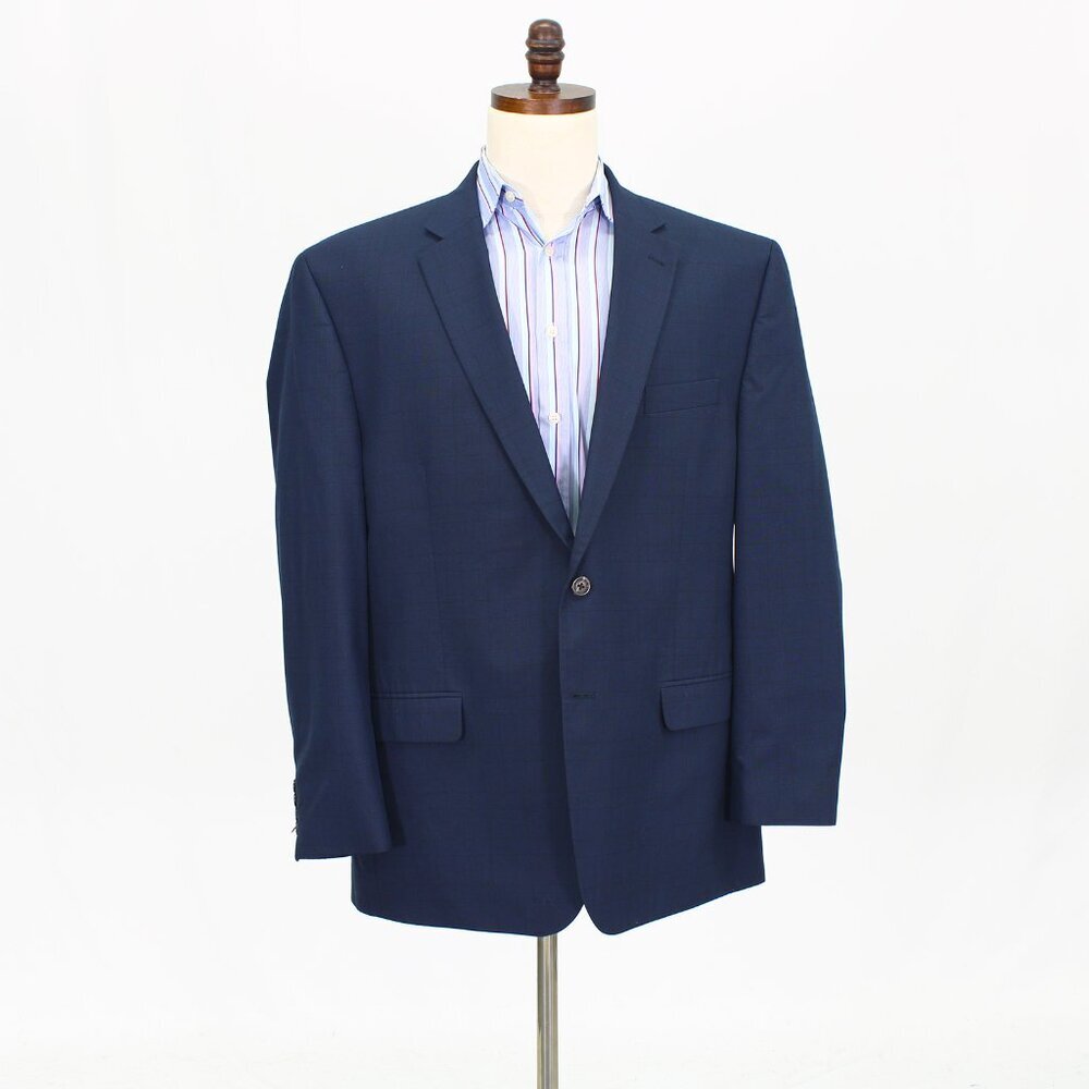 Chaps 48R Navy Check 2-Button Sport Coat Blazer Jacket T782